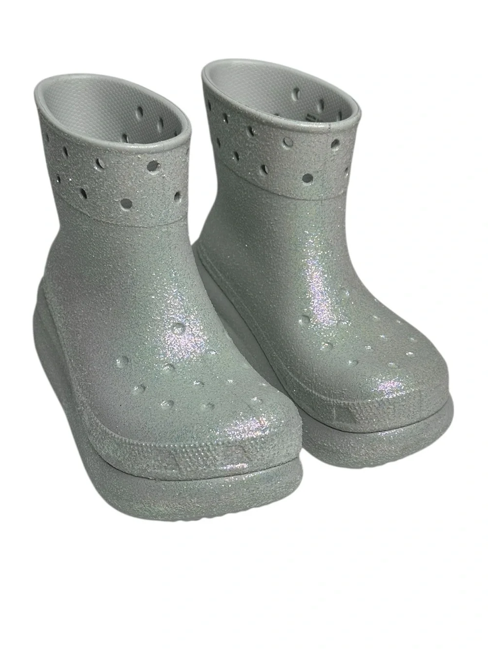 NEW Crocs Unisex Crush Glitter Boots in Atmosphere Colorway W7, M5